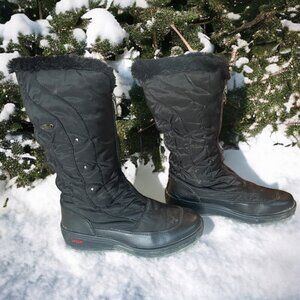 Pajar Veronica Womens Snow Boots Black Sz US 8 EU 39 Ice Grip Faux Fur